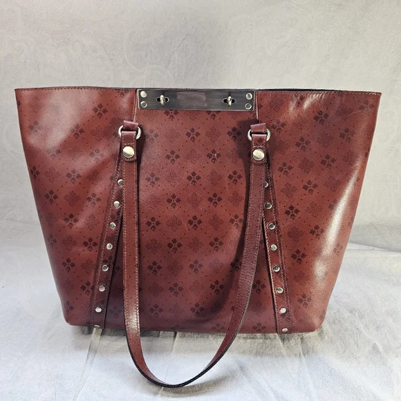 NWT Patricia Nash Benvenuto Leather Brown Tote Bag - Picture 2 of 12